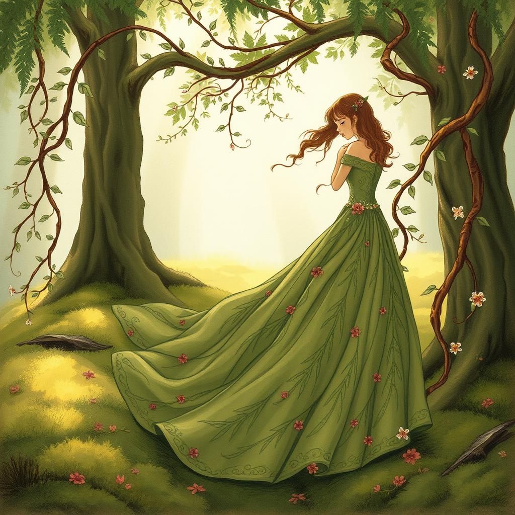 Enchanting Forest Maiden in Romantic Style