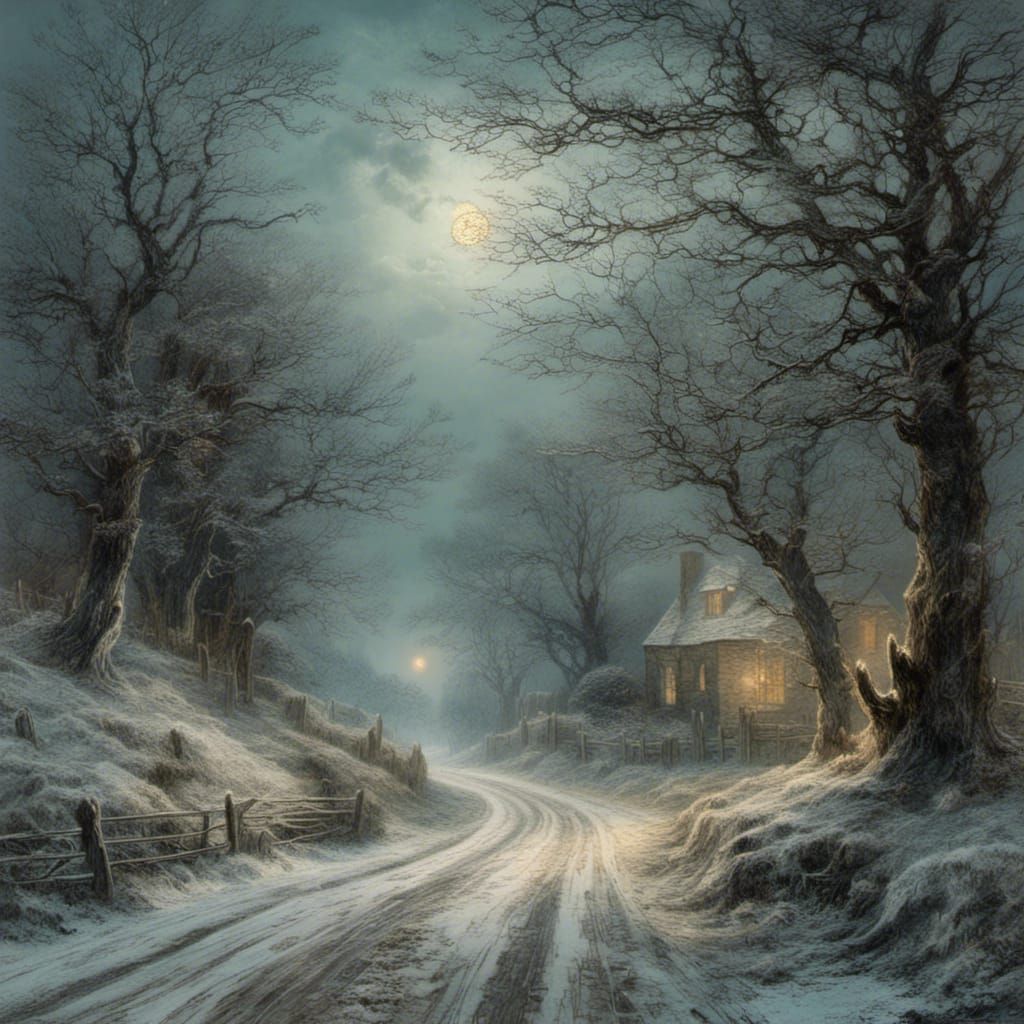 Yorkshire country lane in winter