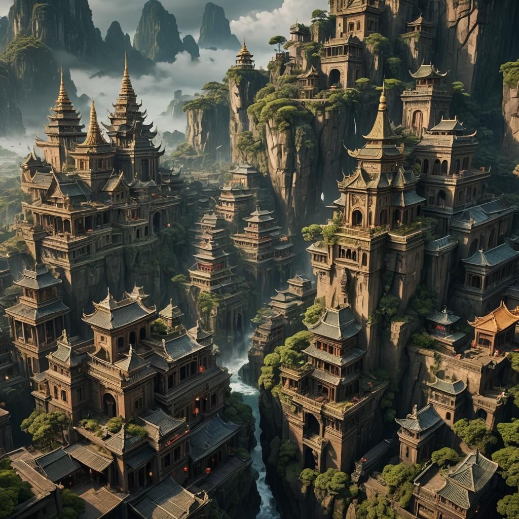 Buddha Meditating in Golden Light: Digital Matte Painting