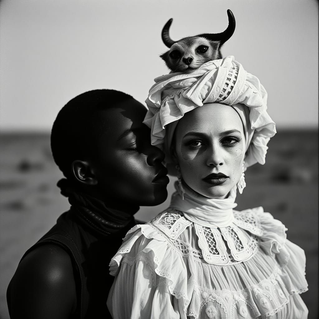 Surreal Forbidden Dialogue in Sharp Focus Photograph