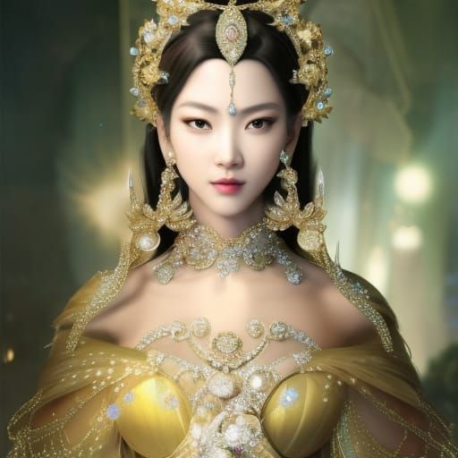 Korean Beauty with Diamond Ornaments in Fantasy Style