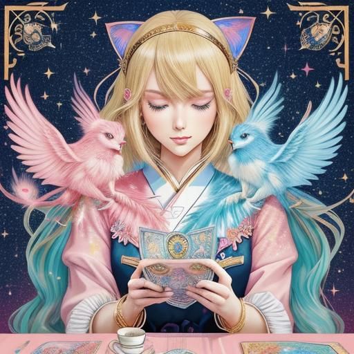 Anime Tarot Reader with Phoenix Headband