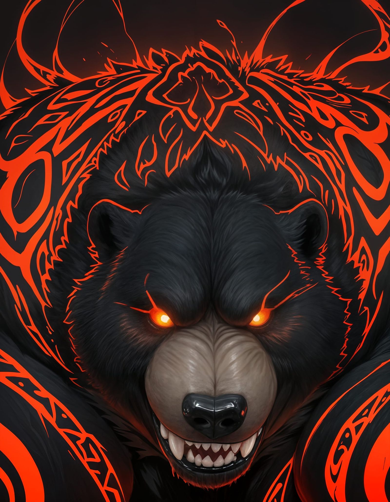 Fierce Tribal Bear with Glowing Voodoo Eyes