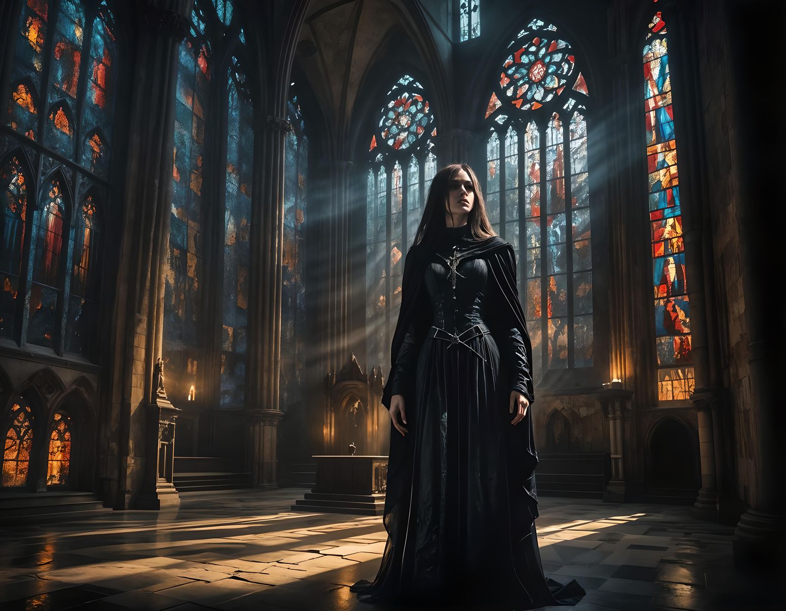 Epic Gothic Interior Scene Illustration