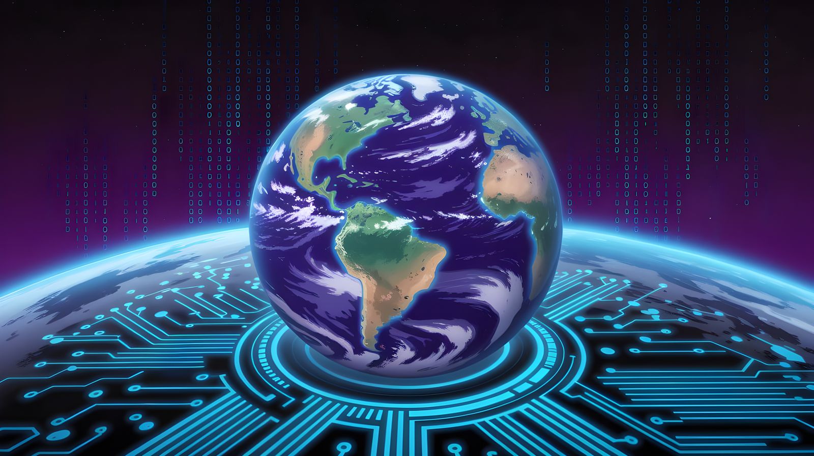 Quantum Earth Circuit Board Digital Art