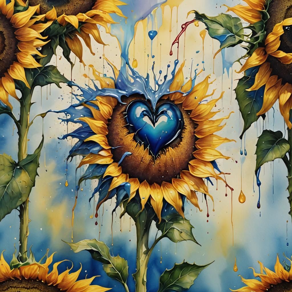 Surreal Tear Transforms to Sunflower in Oil Painting