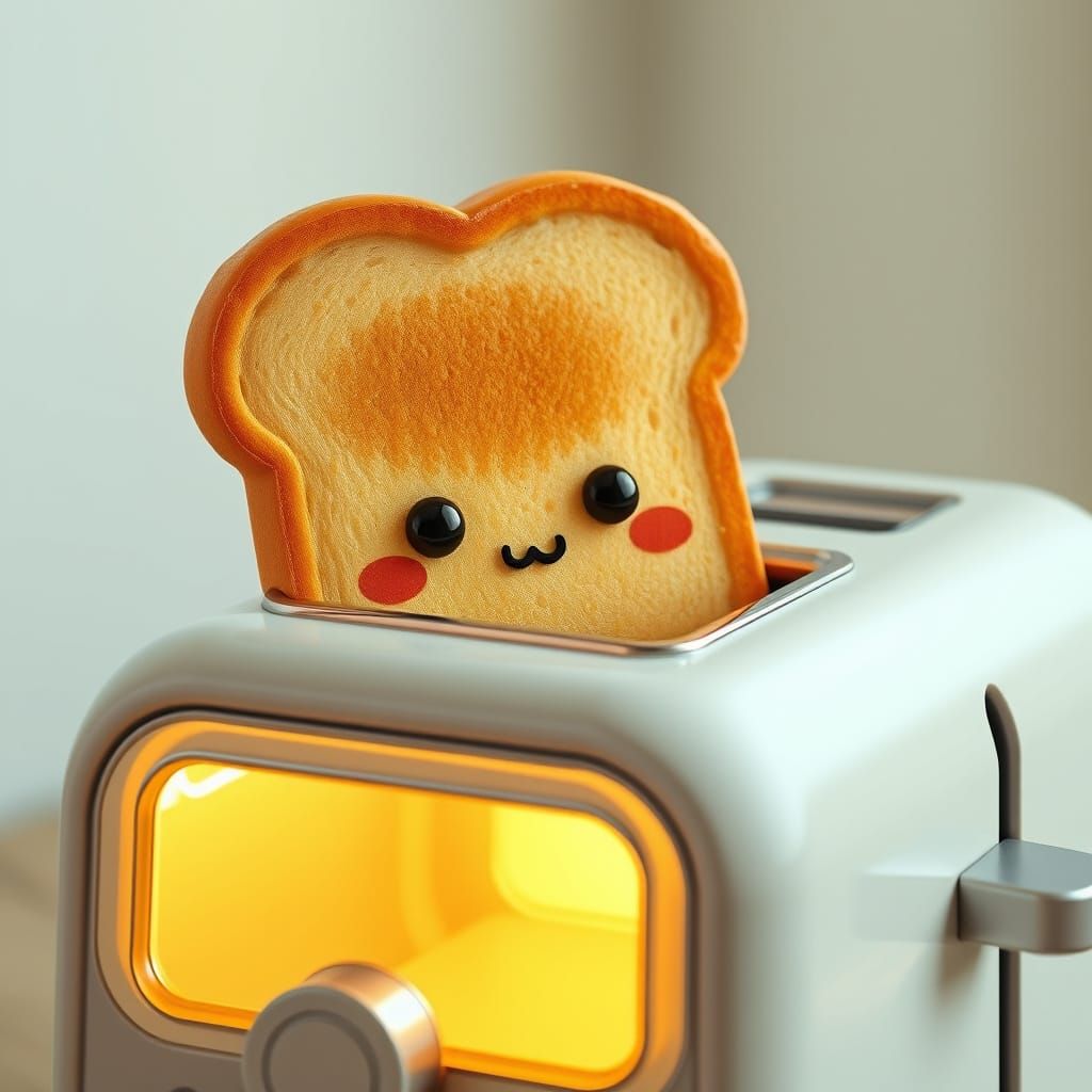 Golden Toast Buddy Emerge from Vintage Toaster