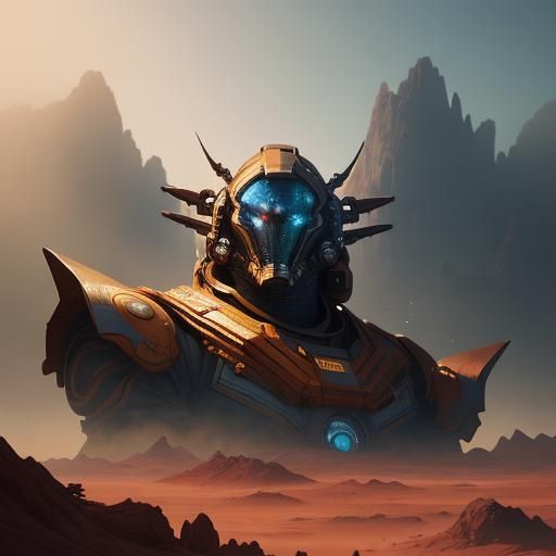 Astronaut on Red Planet in Detailed Digital Art