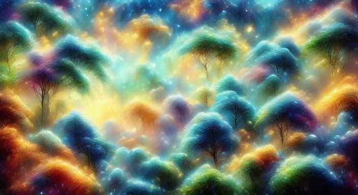 Ethereal Fairy with Curls in Art Deco Style