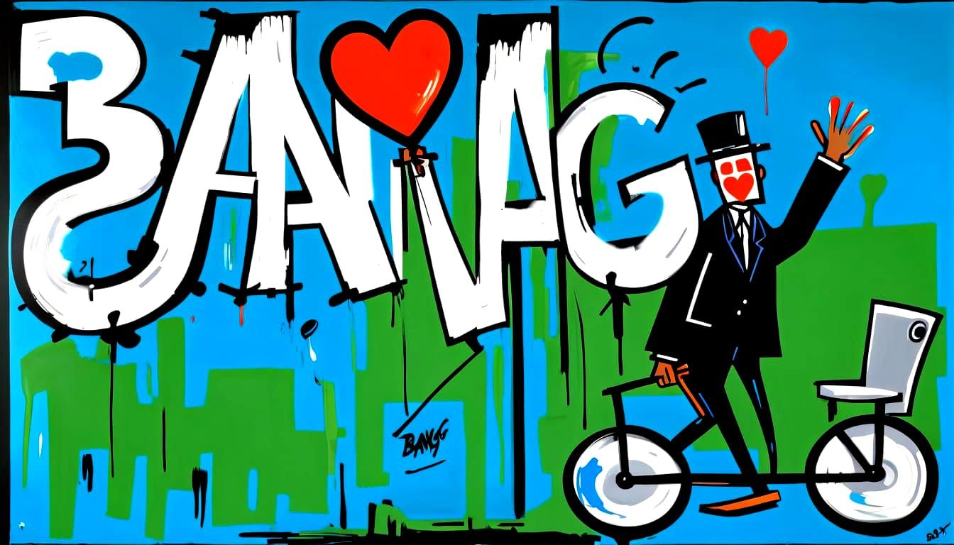 Popping Heart Balloons in Flat Graffiti Illustration