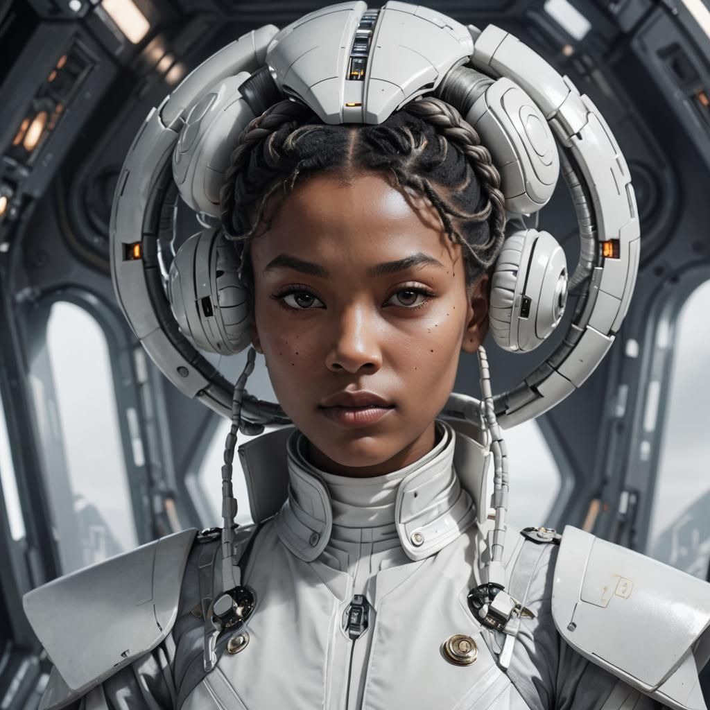 Futuristic Character Portrait in Spaceship Interior