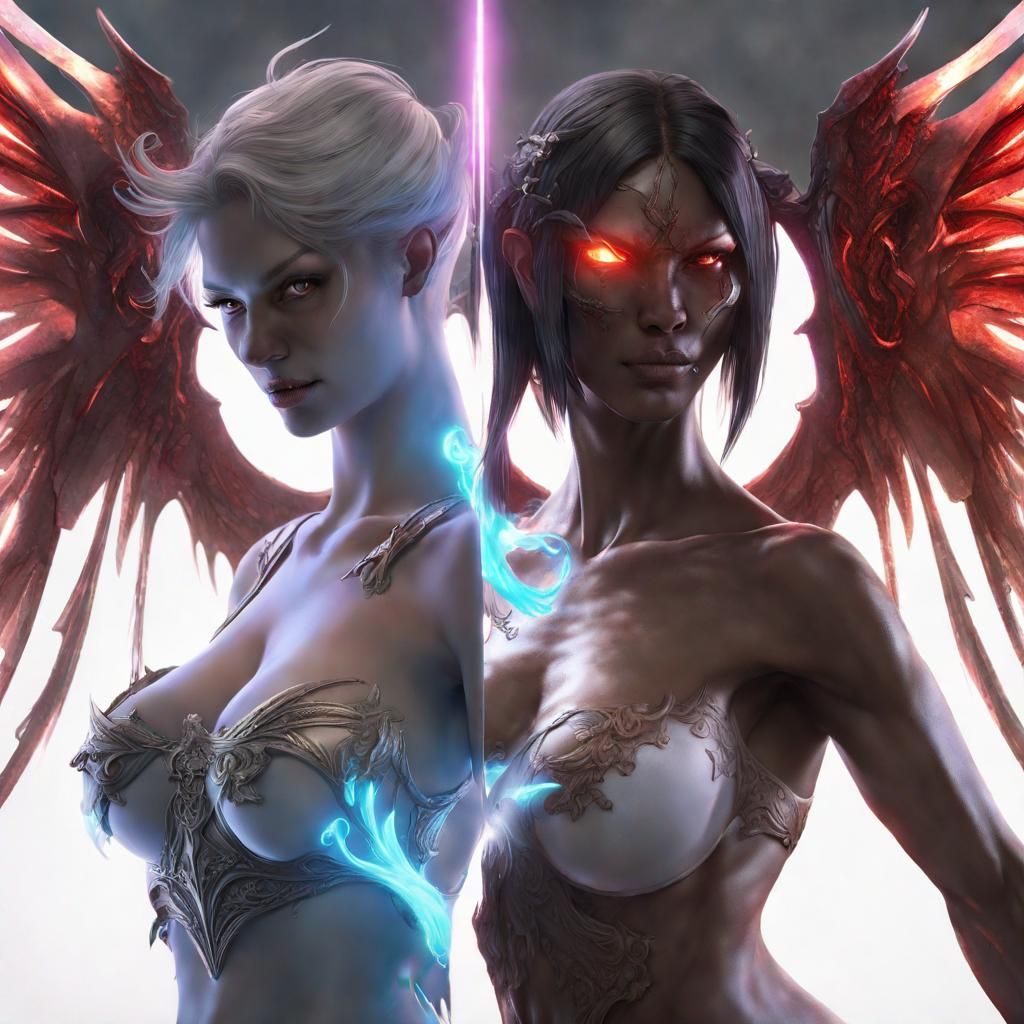 Angelic Battle: Angel vs Demon in Digital Art