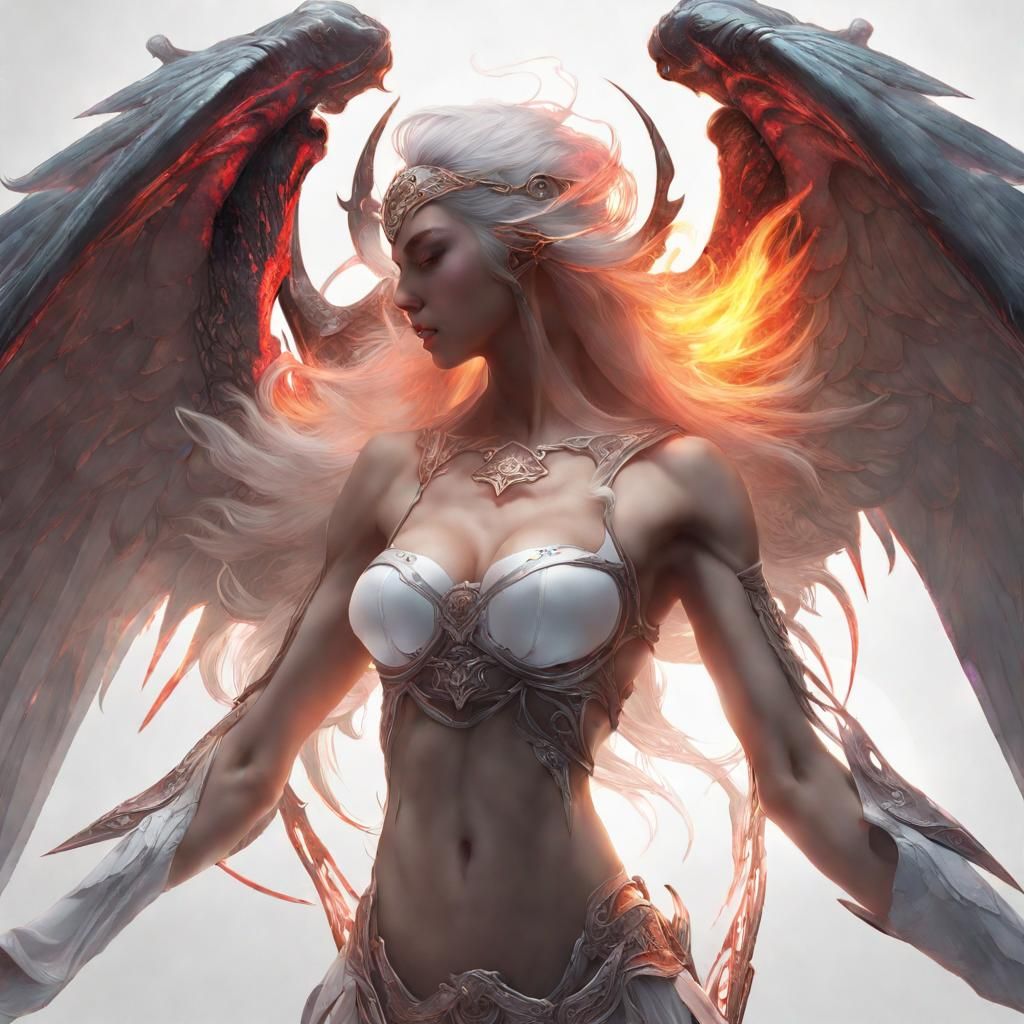 Angelic Battle Against Evil: Dynamic Digital Portrait