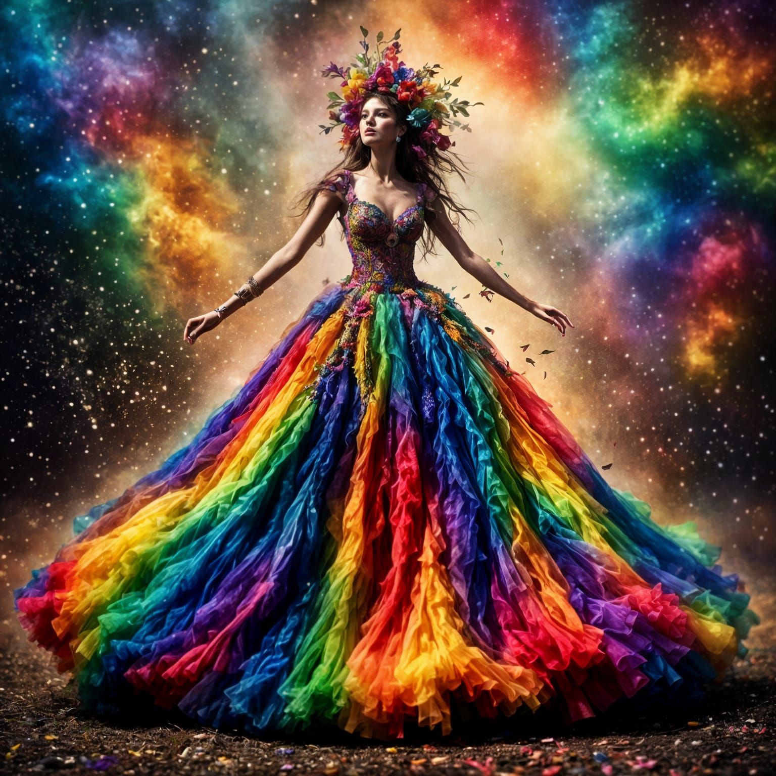 Rainbow Goddess in a Fantasy World