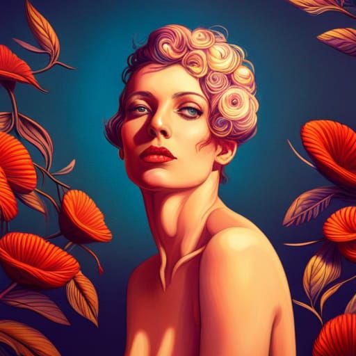 Psychedelic Art Nouveau in Hyperrealism Style