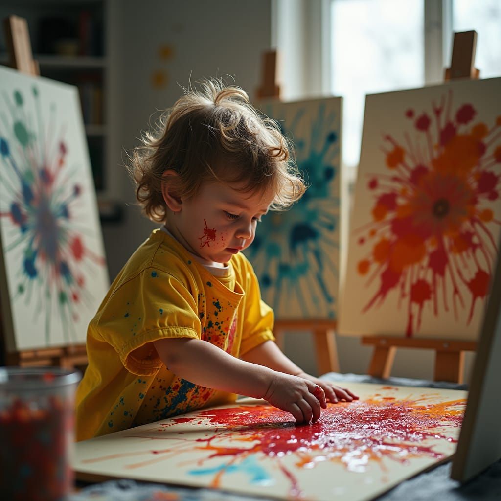 Child Recreates Jackson Pollock Drip Painting: Film Still