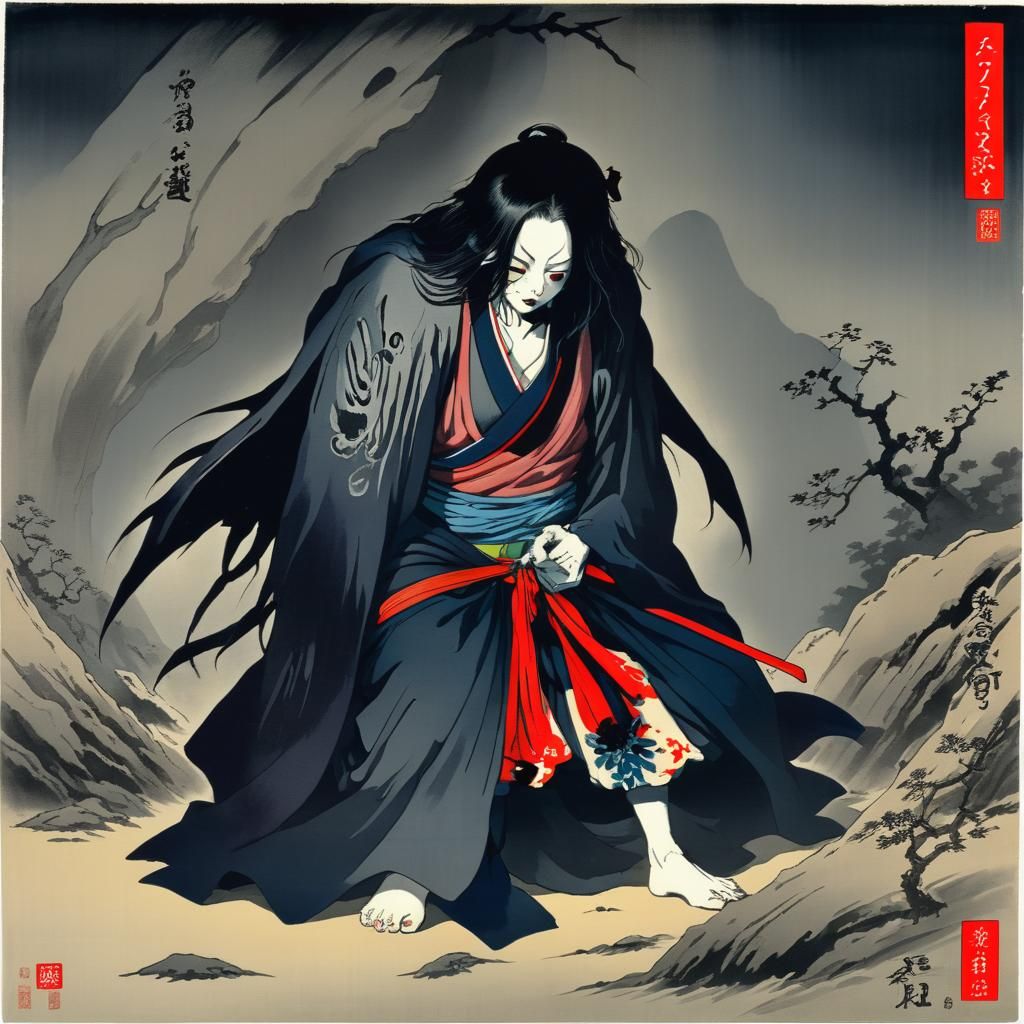 Grimdark Ukiyo-e Style Image