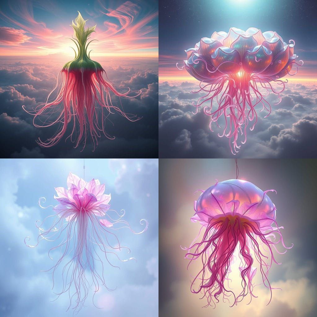 Surreal Aquatic Plant Drifts in a Dazzling Digital Landscape