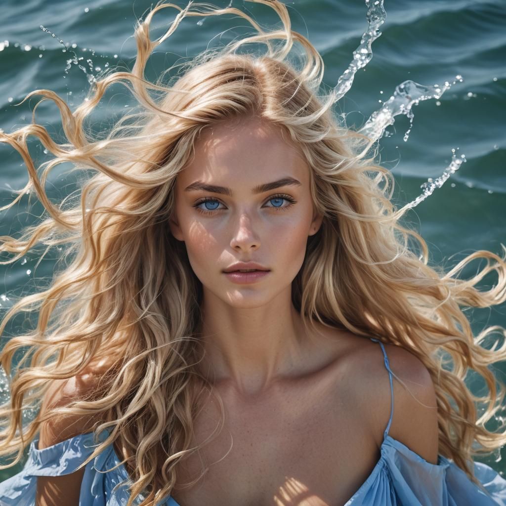 Sensual Tanned Blonde with Flowing Hair