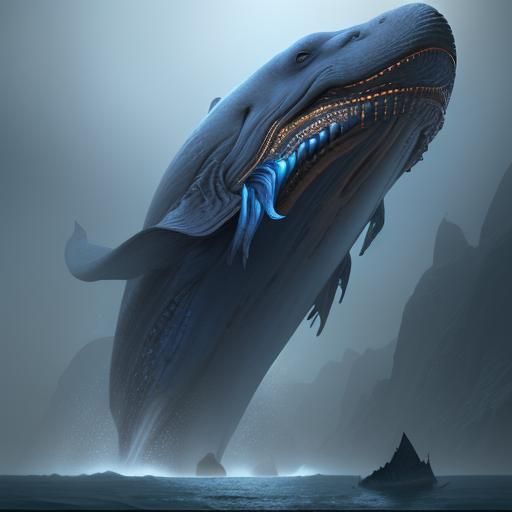 Detailed Blue Whale Matte Painting