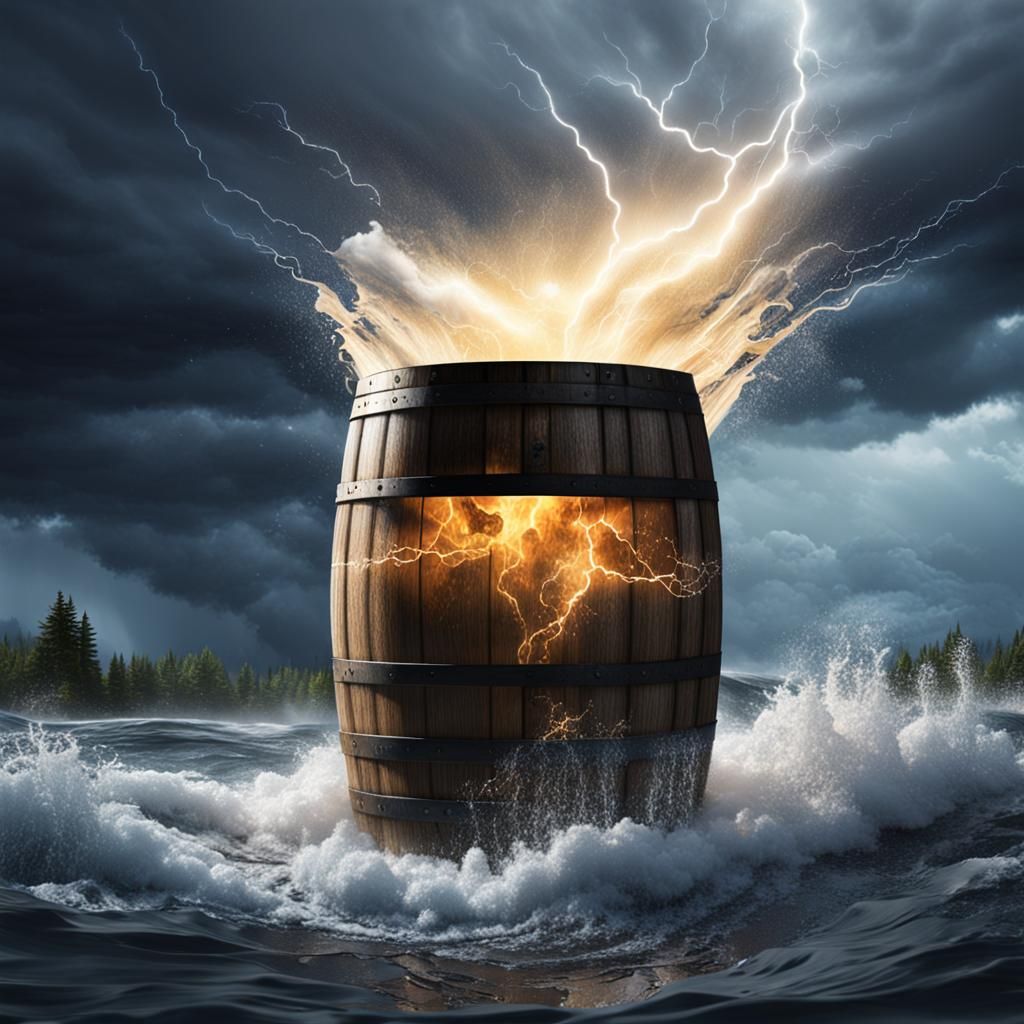 Thunderstorm in a Barrel: Surreal Splash Art