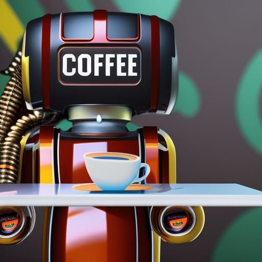 Hyperrealistic Coffee Robot Concept Art