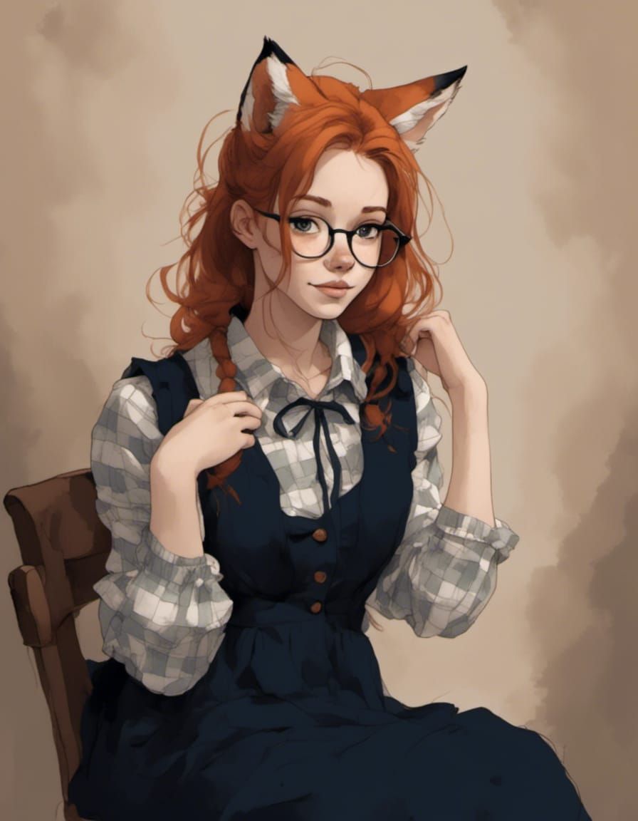 Adorable Fox-girl VIXEN sitting in a chair.