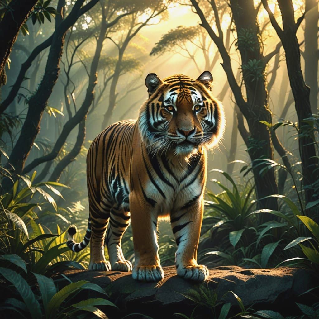 Epic Cinematic Tiger in a Surreal Sci-Fi Landscape