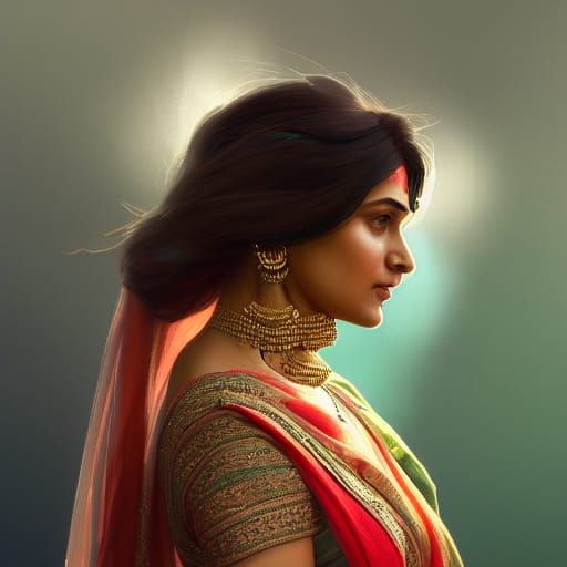 Indian Woman in Saree: Hyperdetailed Portrait