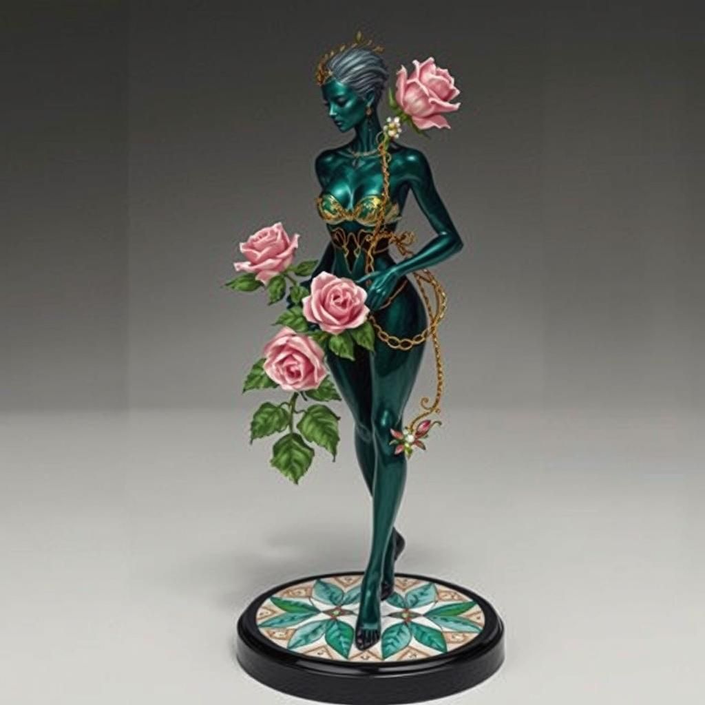 Baroque Goddess with Golden Tattoos and Filigree