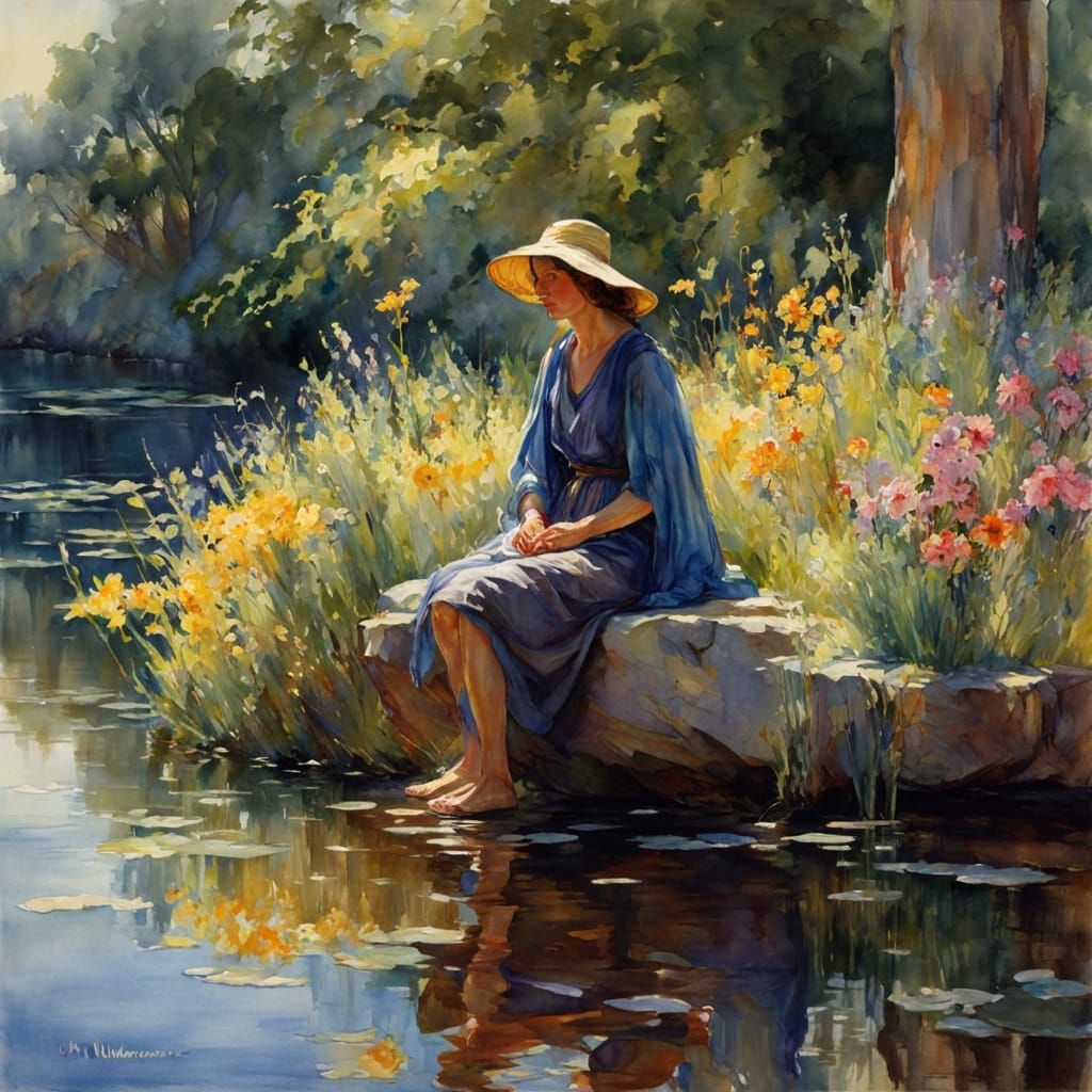 Old Warrior in Chiaroscuro Watercolor