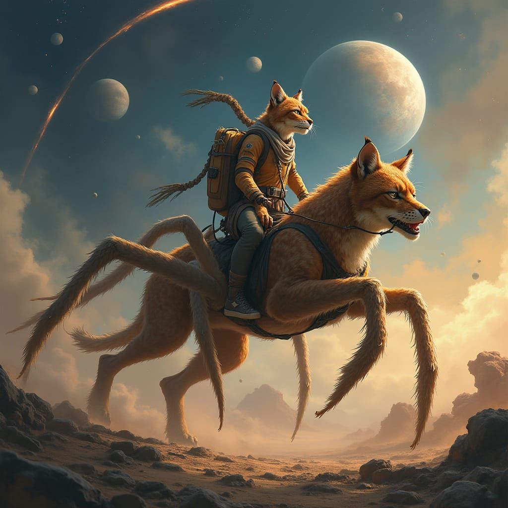 Majestic Hybrid Steeds Ride Through Cosmic Chaos