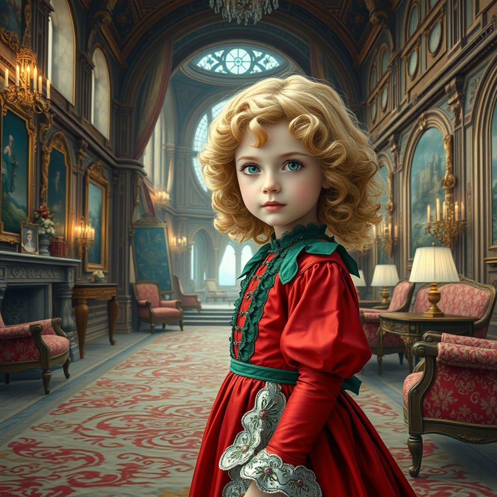 Edwardian Girl on Star Base, Pre-Raphaelite Style