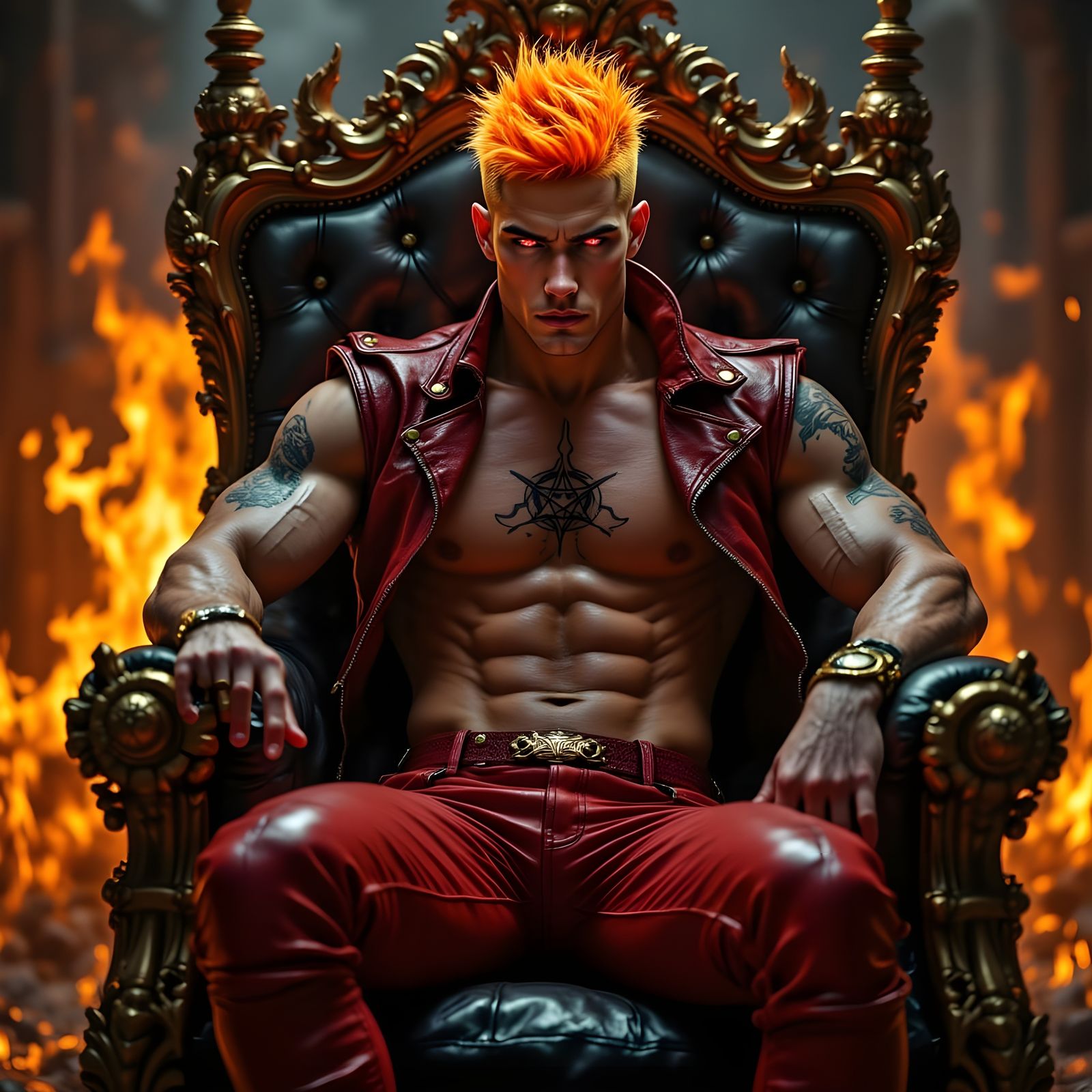 Daimon Hellstrom on Fiery Underworld Throne