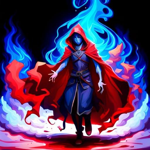 Fantasy Mage Levitating and Casting Shadow Spells