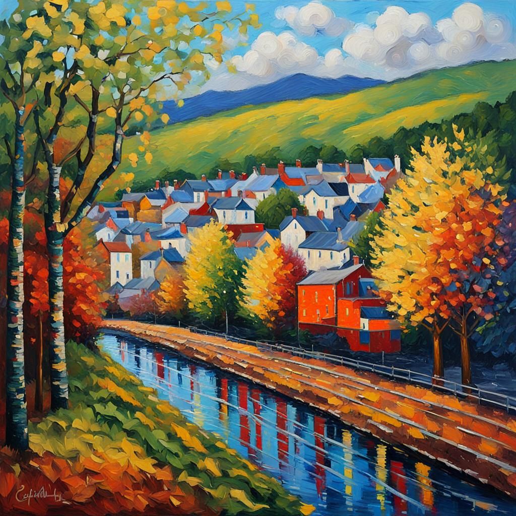 Cork, Ireland: Neo-Impressionist Oil Painting
