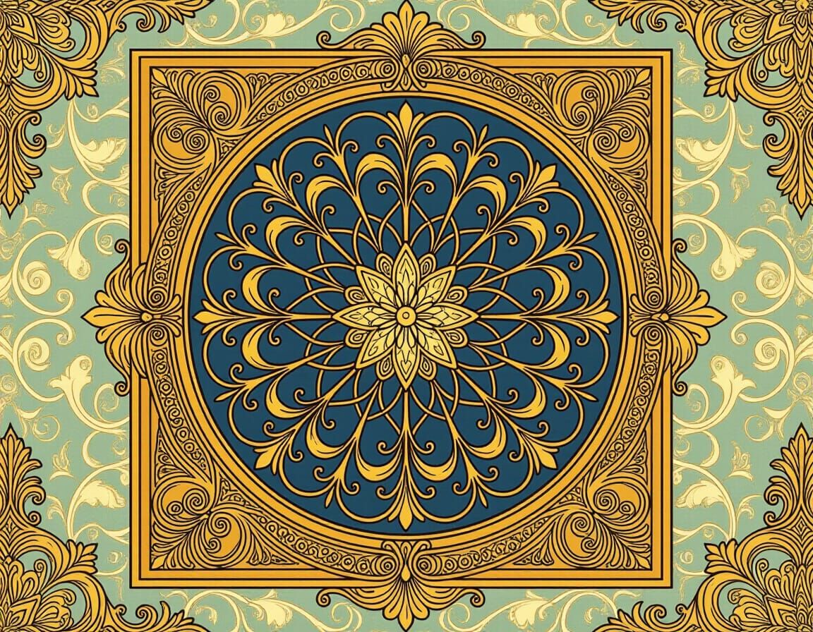 Luxurious Gold Frame with Intricate Star Pattern