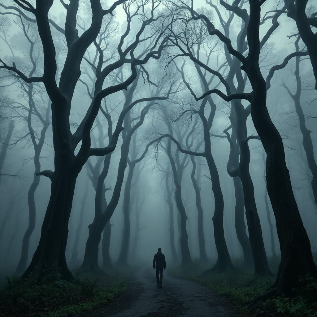 Gothic Thriller Book Cover: Varangyember Forest in Darkness