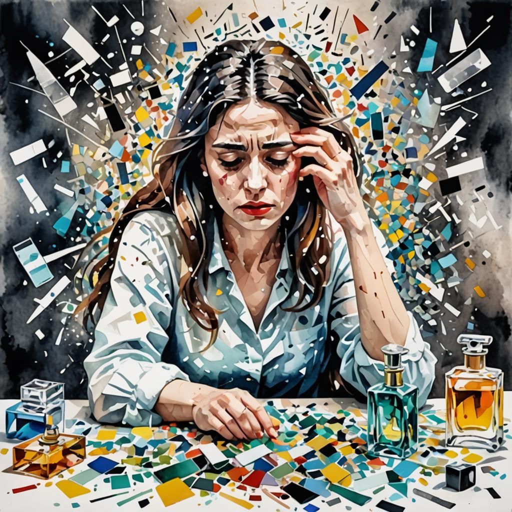 Chaos and Sadness. 
The image depicted  a sad woman and her ...