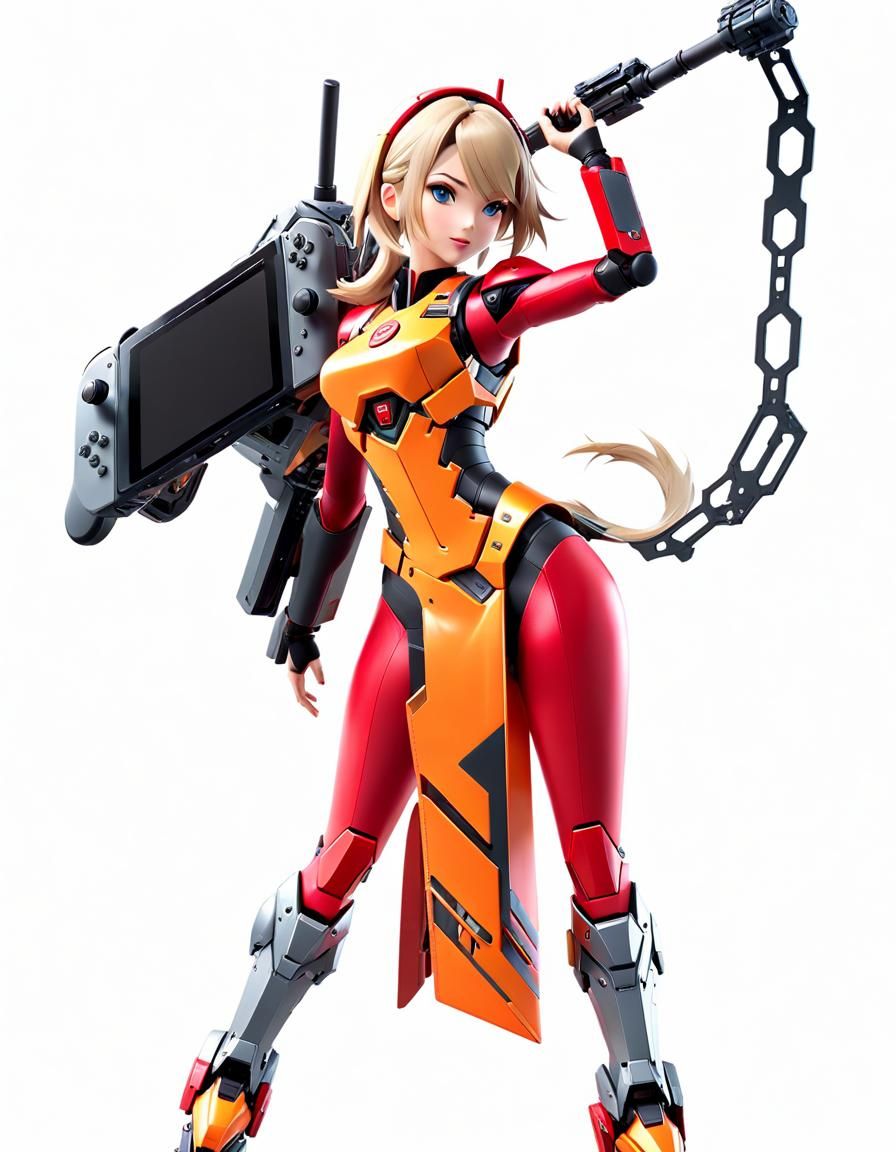 Anime Girl Nintendo Switch in Cyberpunk Art Style