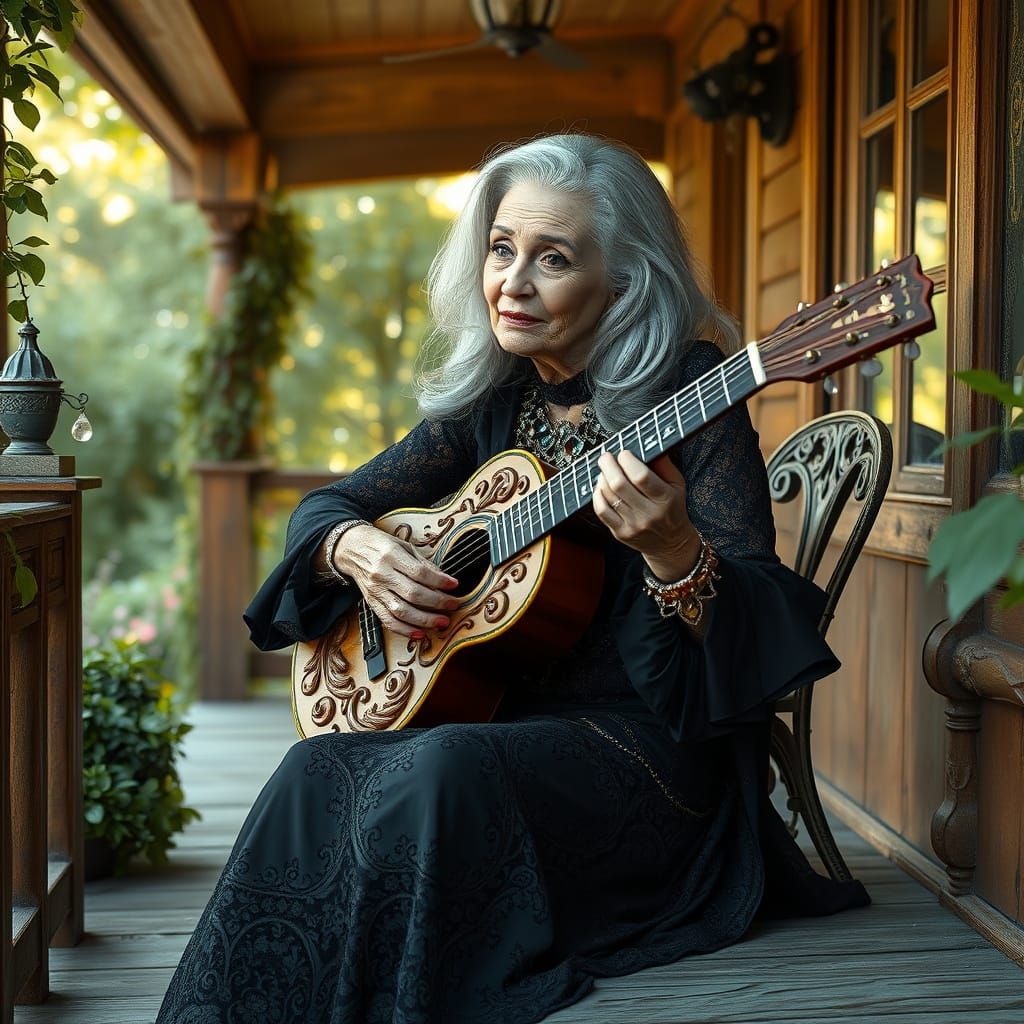 Glamorous Granny Rockstar in Avant-Garde Fashion