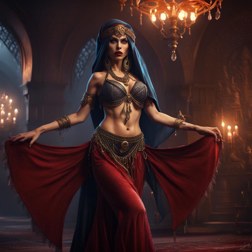 Turkish Vampire Bellydancer in Detailed Fantasy Art