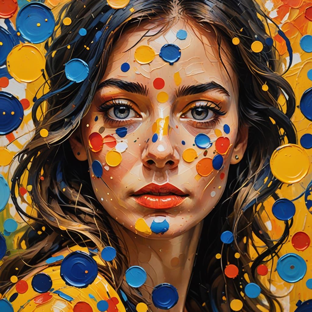 Expressionist Polka Dot Portrait in Oil Painting Style