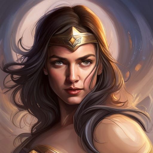 Wonder Woman Portrait in Waterhouse Style