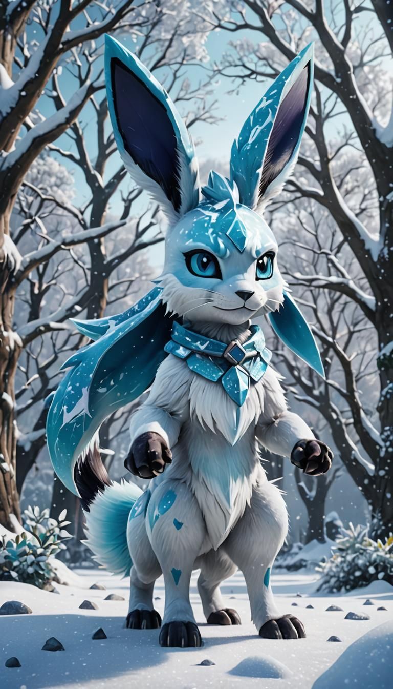 Glaceon Pokemon in Winter Snow and Ice