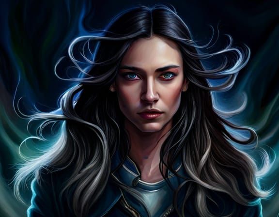 Hyperrealistic Dark Fantasy Woman with Black Hair