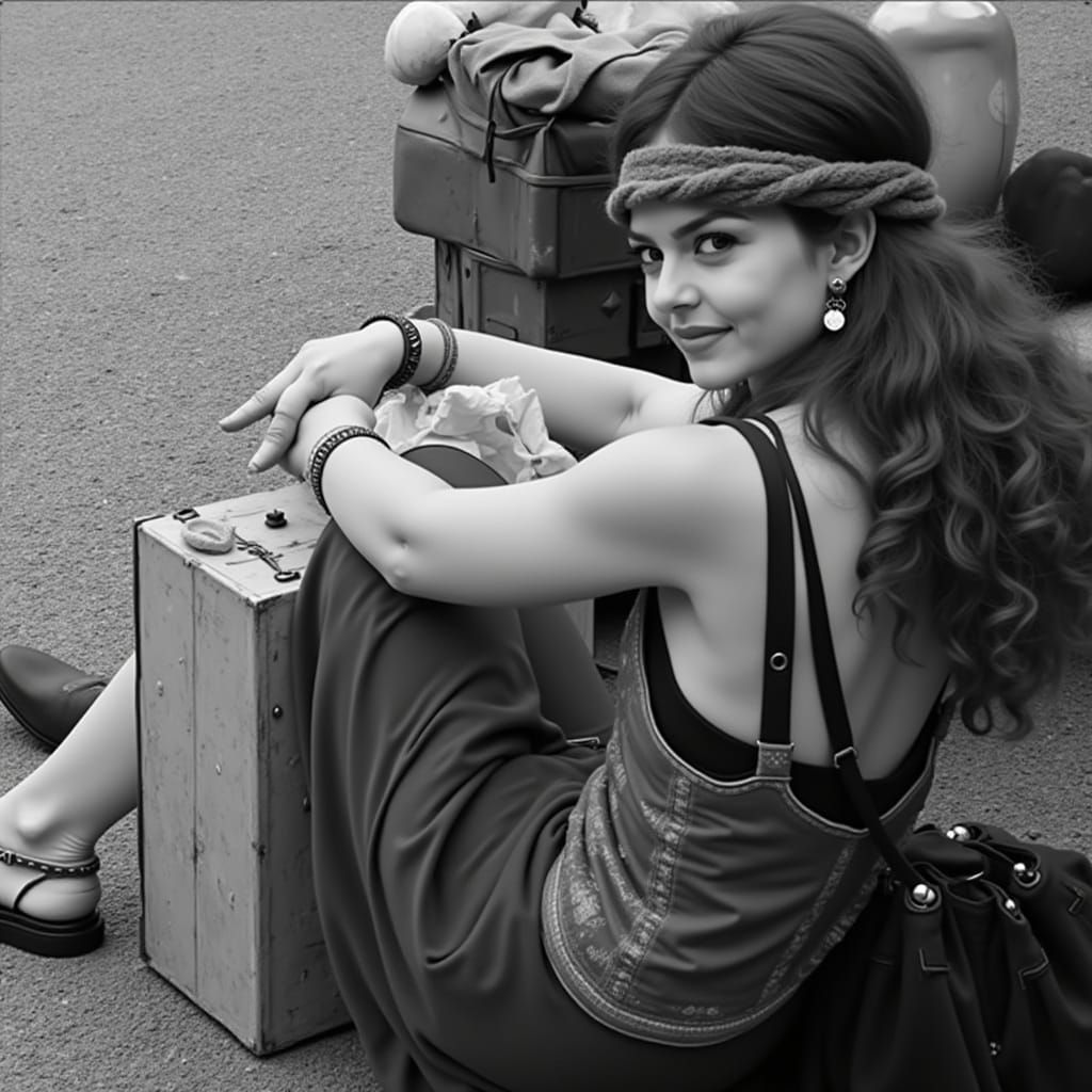 Nostalgic Staircase Scene in Pop Surrealist Style