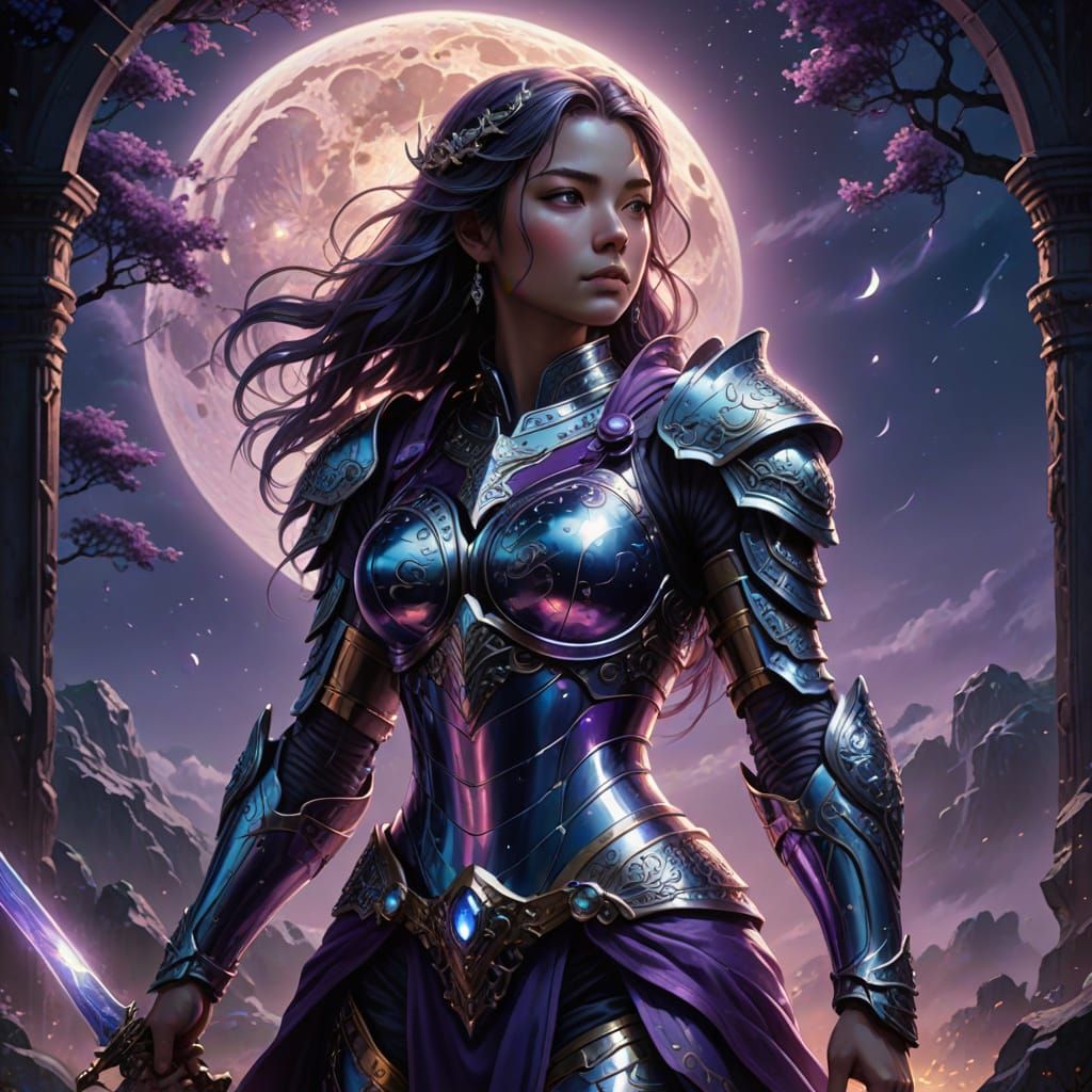 Heroic Warrior in Vibrant Fantasy Setting