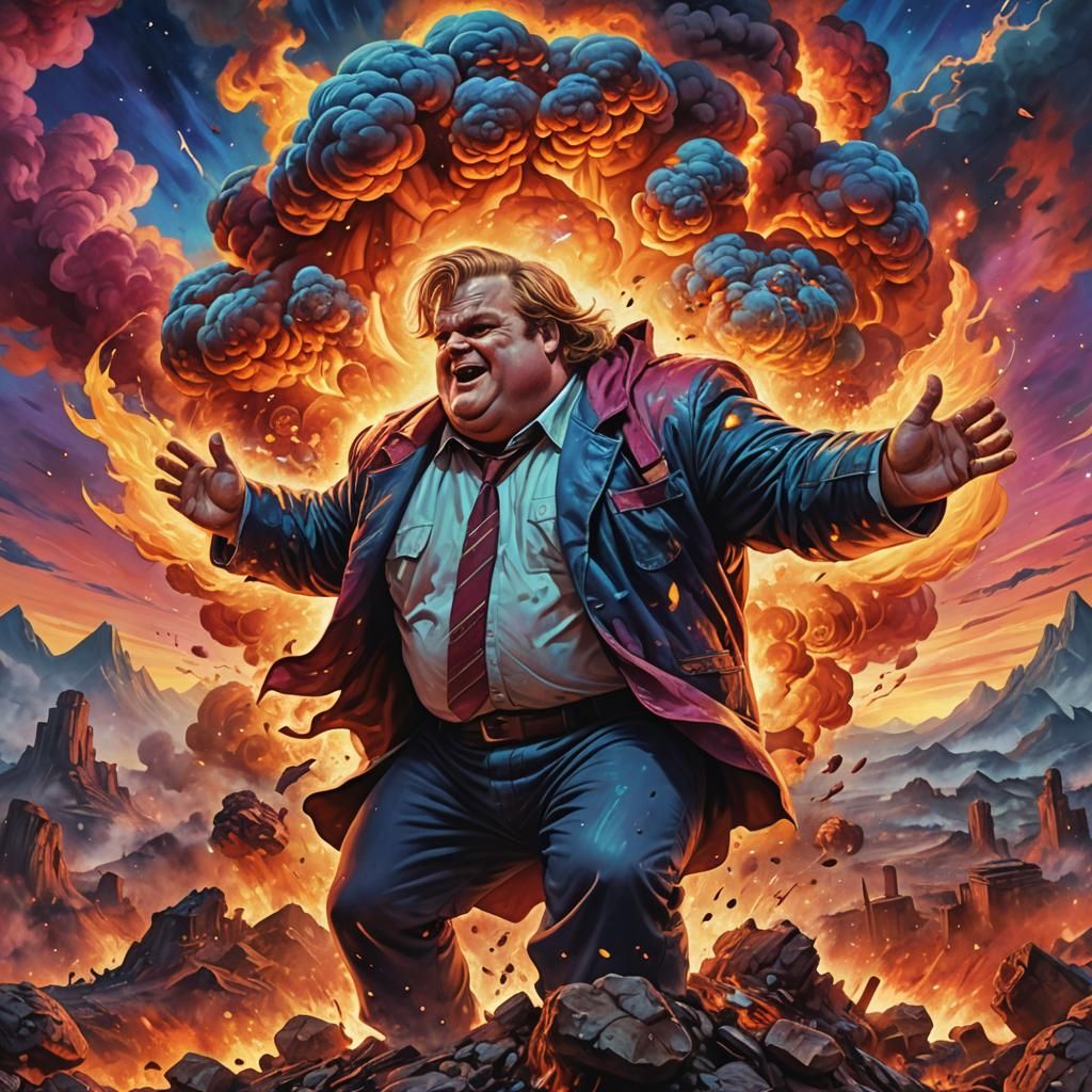 Chris Farley as Superhero in Apocalyptic Wasteland