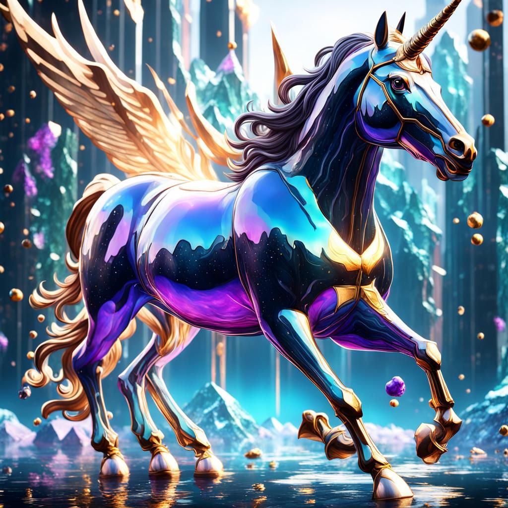 Glass-Like Unicorn Concept Art in 8k